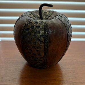 Decorative Brown and Silver Apple Accent